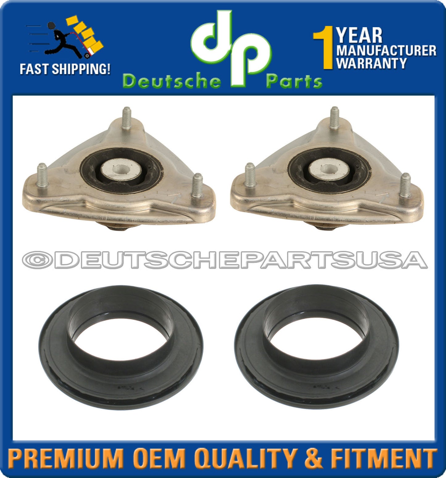 PORSCHE 997 911 Front + Rear Suspension Strut Shock Mount Mounts + Bearings SET