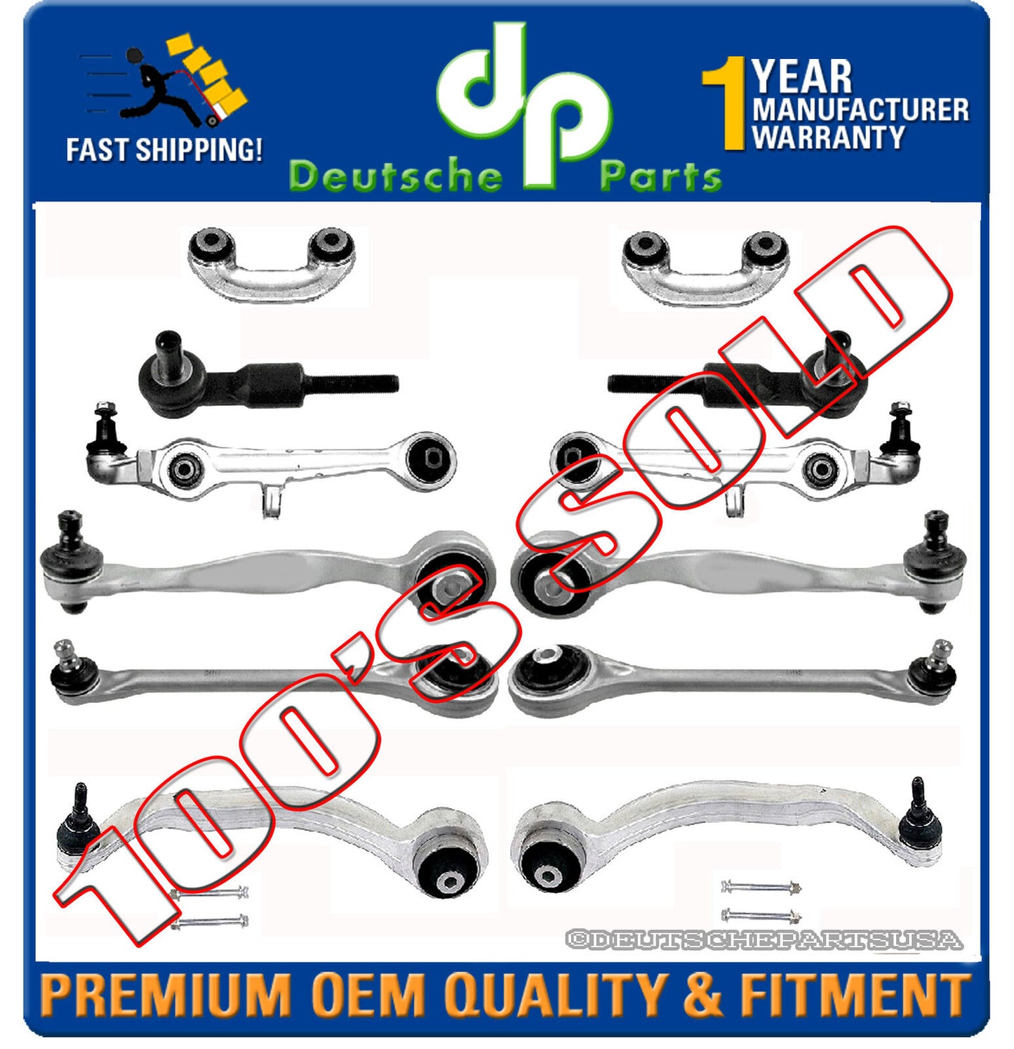 Audi A8 QUATTRO Control Arm Ball Joint Sway Bar Kit 12 PC 4D0 498 510 4D0498510