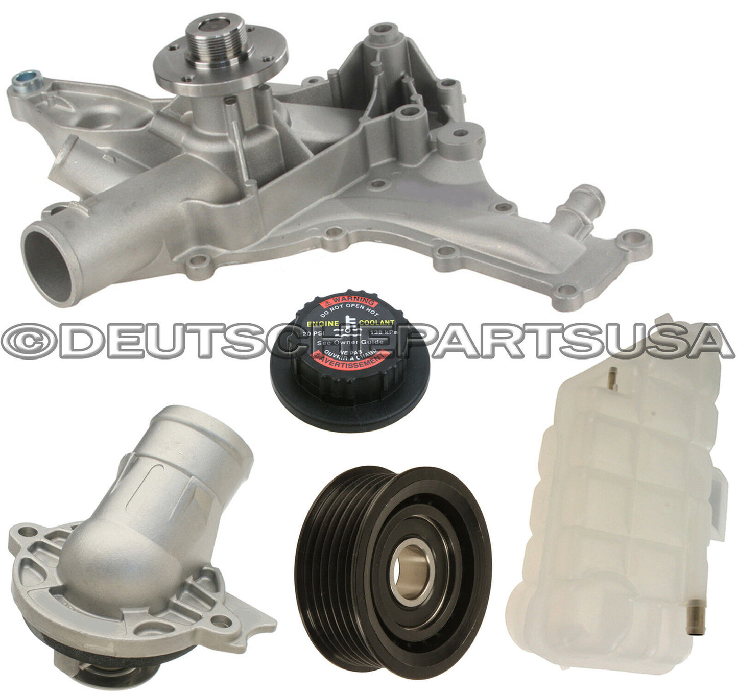 MERCEDES W163 ML320 430 500 EXPANSION TANK CAP WATER PUMP PULLEY THERMOSTAT KIT