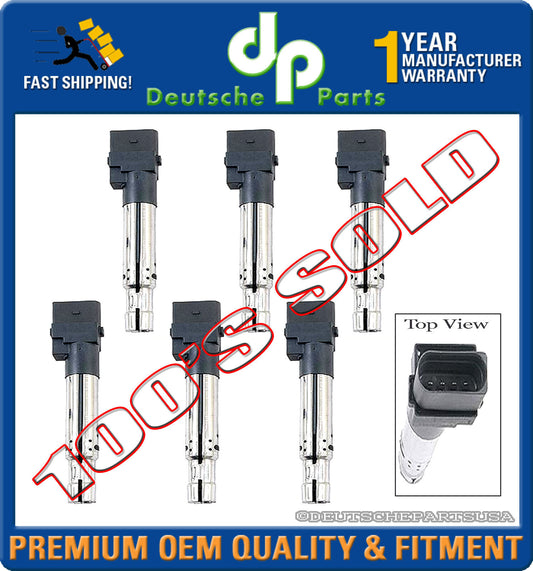 SET 6 DIRECT IGNITION COIL COILS 955 602 101 05 for PORSCHE CAYENNE 3.2 3.6 V6