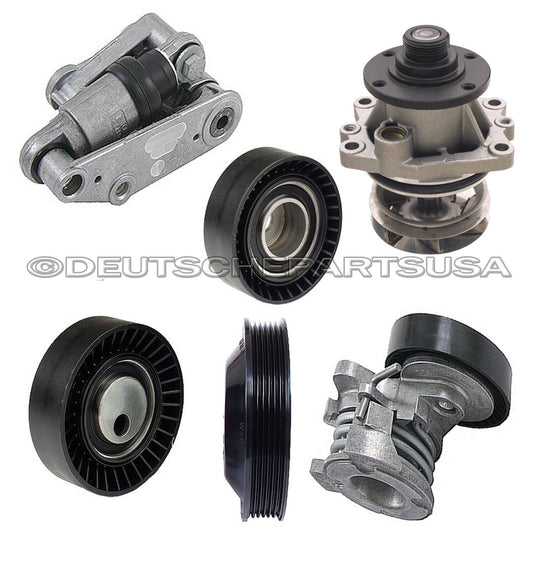 Water Pump Hydraulic Drive Belt Tensioner Pulleys A/C for BMW E36 E46 SET of 6