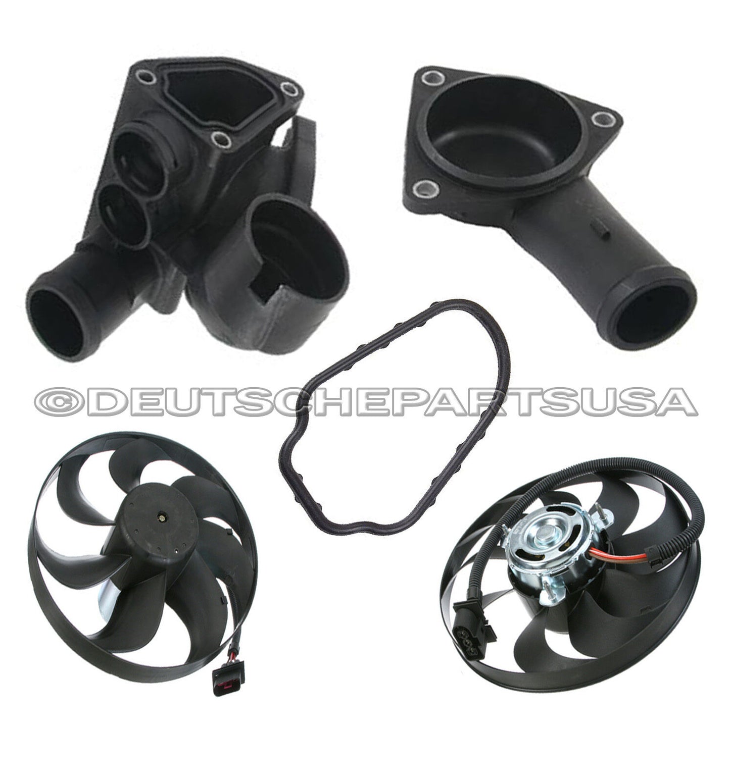 VW GOLF JETTA Thermostat Housing + Gasket + Cover + Auxiliary Fan 2 + Water Pump