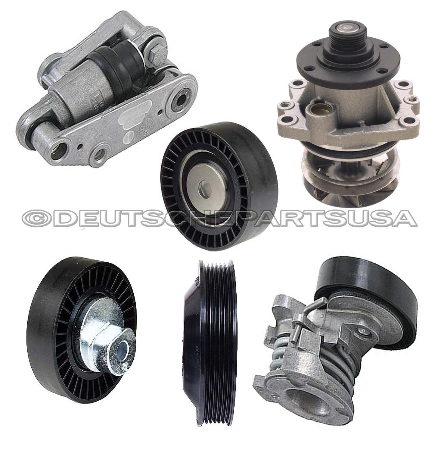 Water Pump Hydraulic Drive Belt Tensioner Pulleys A/C for BMW E36 E46 SET of 6