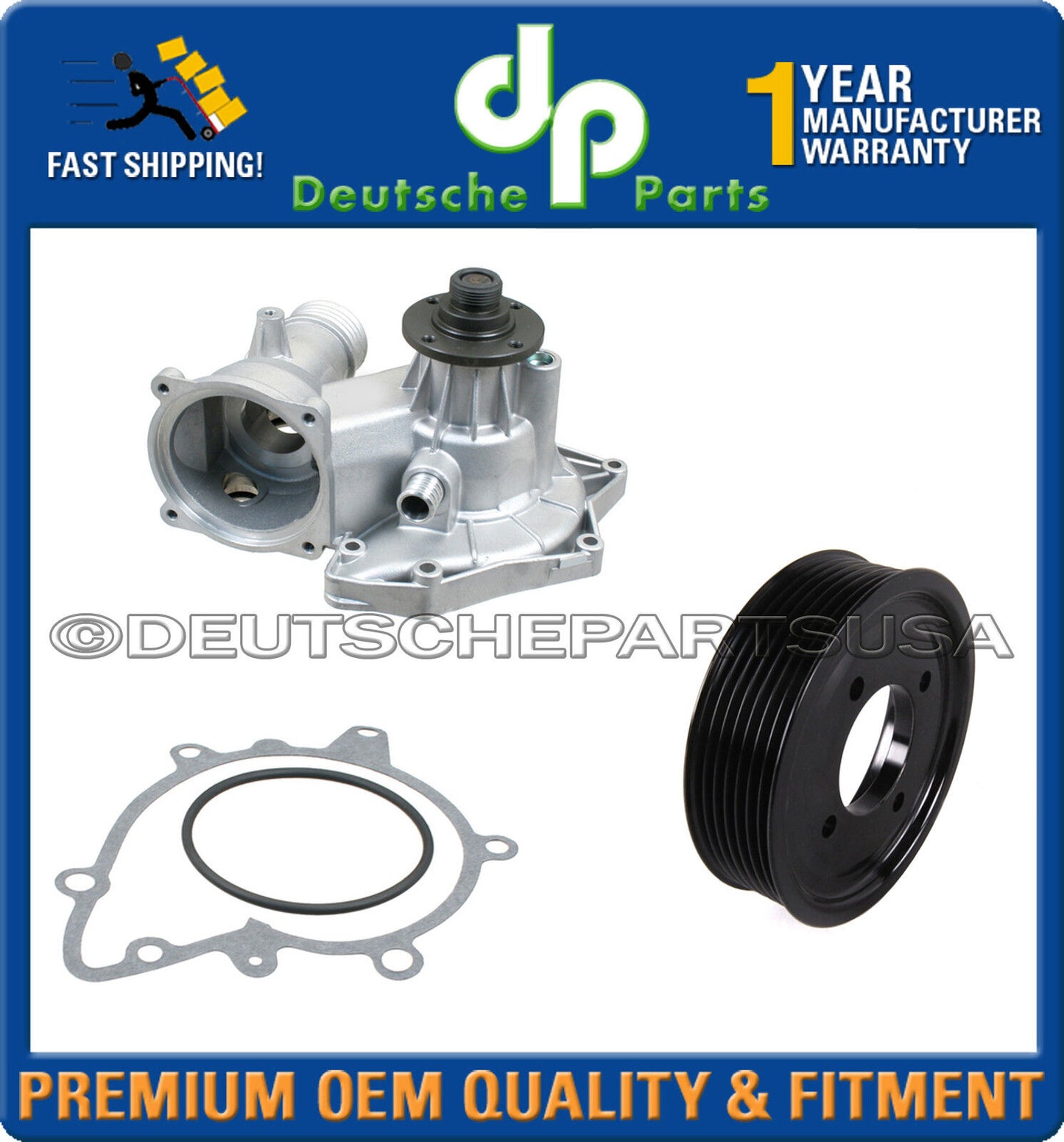 WATER PUMP W/ METAL IMPELLER + GASKET + ALUMINIUM PULLEY for BMW E38 E31 740i