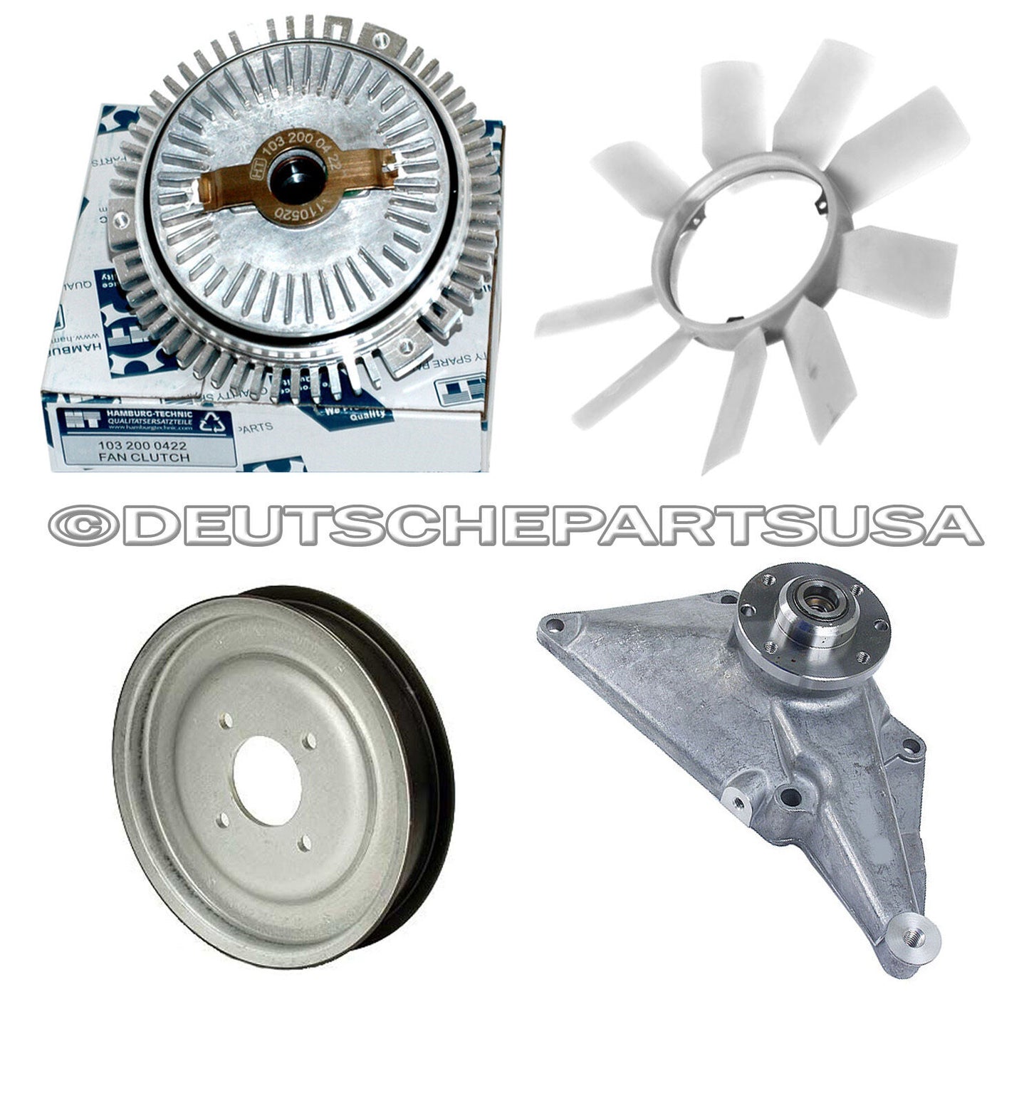 MERCEDES W201 W124 W126 ENGINE COOLING FAN CLUTCH FAN BLADE PULLEY & BRACKET KIT