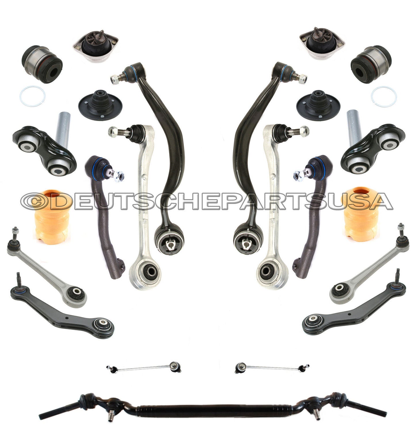 FRONT + REAR CONTROL ARMS TIE RODS MOTOR STRUT MOUNTS SUSPENSION KIT for BMW E38