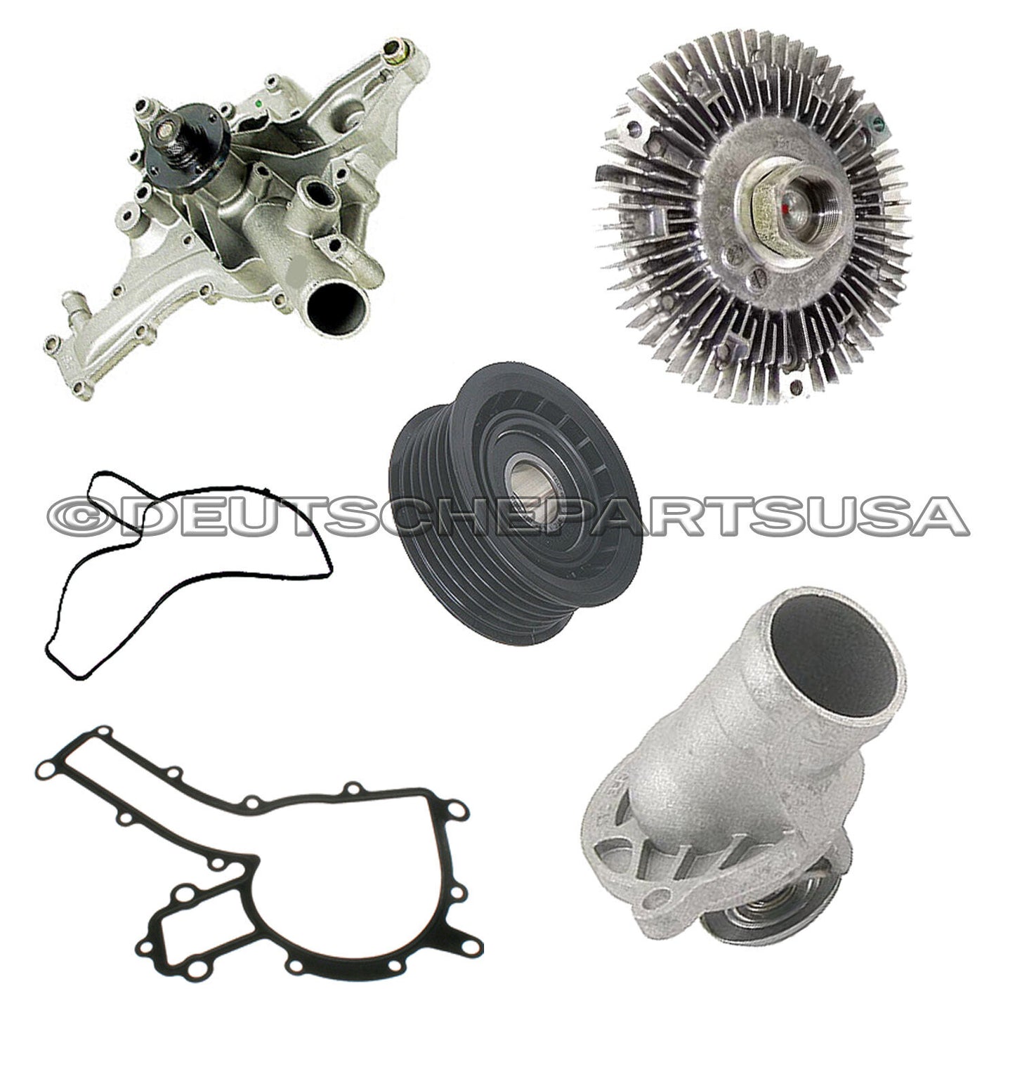 MERCEDES W163 ML320 430 500 WATER PUMP PULLEY THERMOSTAT FAN CLUTCH KIT