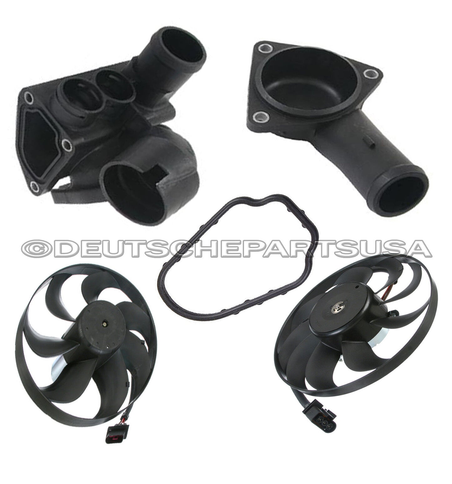 VW GOLF JETTA Thermostat Housing + Gasket + Cover + Auxiliary Fan 2 + Water Pump