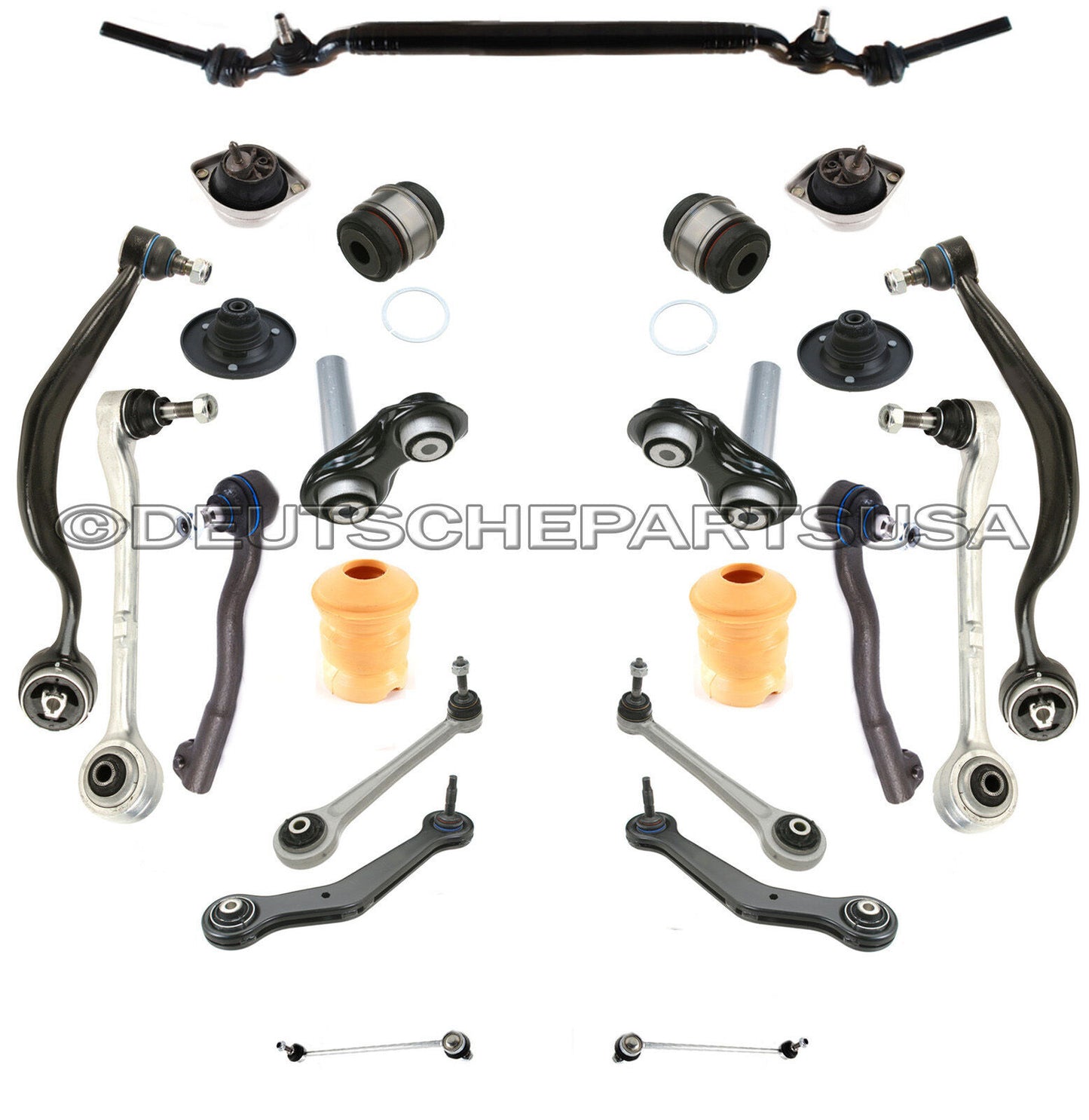 FRONT + REAR CONTROL ARMS TIE RODS MOTOR STRUT MOUNTS SUSPENSION KIT for BMW E38