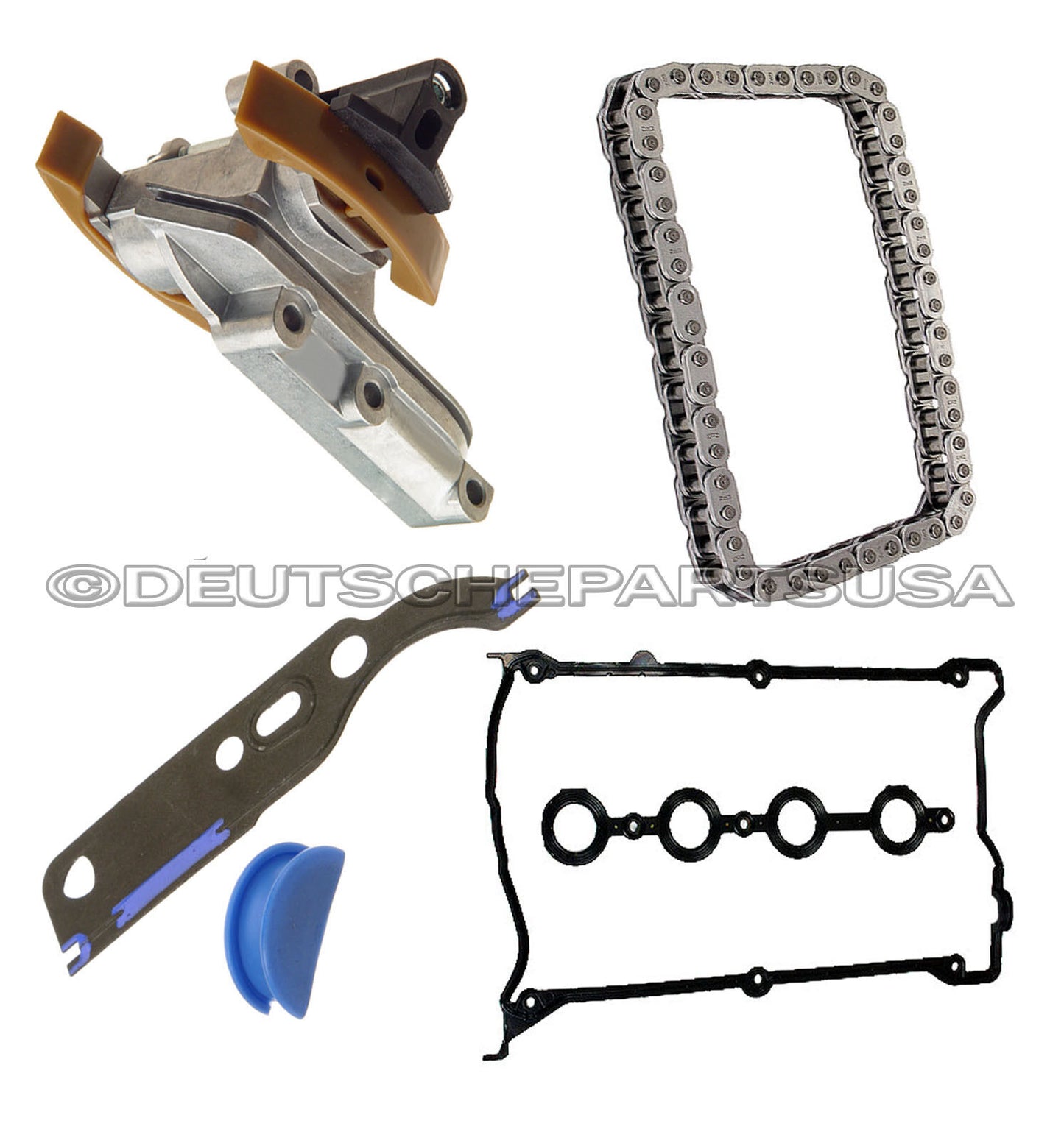 AUDI VW CAMSHAFT TIMING CHAIN TENSIONER+ CHAIN GASKET + VALVE COVER GASKET KIT
