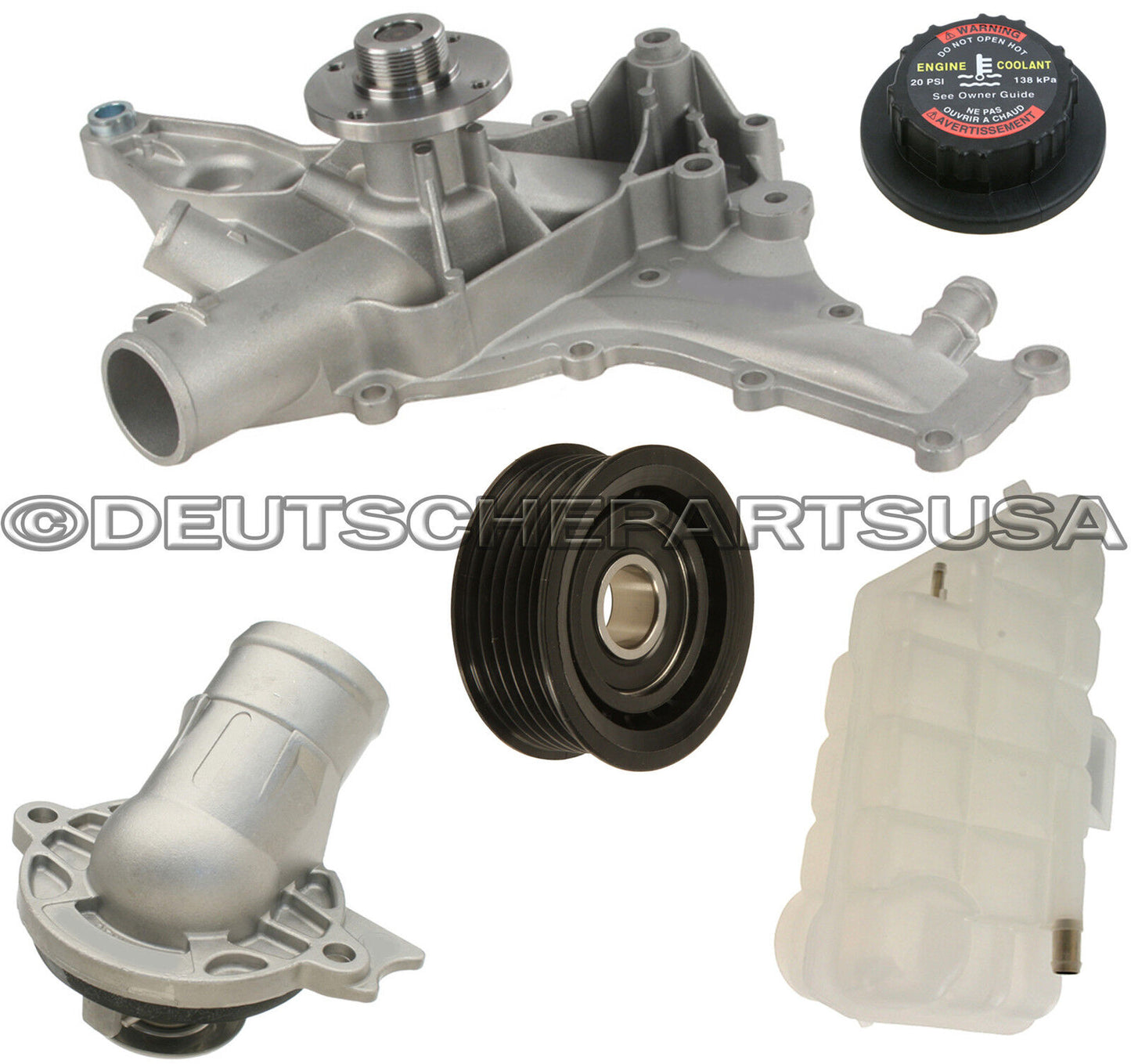 MERCEDES W163 ML320 430 500 EXPANSION TANK CAP WATER PUMP PULLEY THERMOSTAT KIT