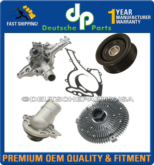 MERCEDES W163 ML320 ML350 WATER PUMP IDLER PULLEY THERMOSTAT FAN CLUTCH KIT
