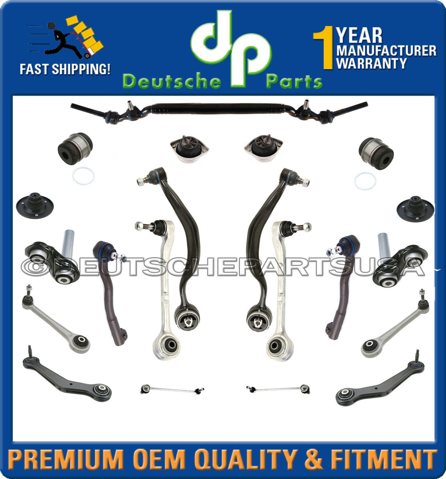 FRONT REAR CONTROL ARM ARMS BALL JOINT ENGINE STRUT MOUNT TIE ROD 24 for BMW E38