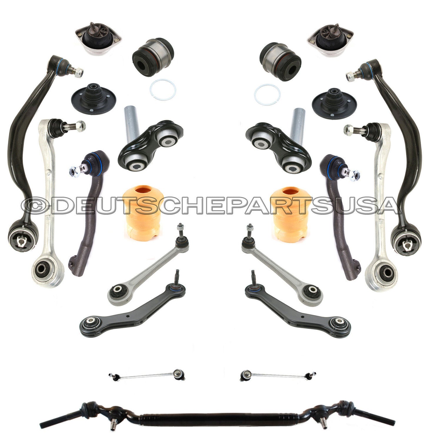 FRONT + REAR CONTROL ARMS TIE RODS MOTOR STRUT MOUNTS SUSPENSION KIT for BMW E38